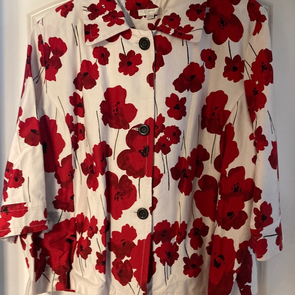 Erin by Erin London Red Flower Short Blazer